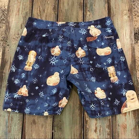 Volcom 34 Buddha Board Shorts Happy Peace Prosperity Enlightenment New Age Surf - Picture 11 of 12
